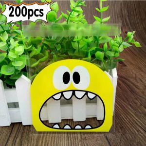 100/200Pcs Cartoon Monster Cookie Candy Self-Adhesive Plastic Bags For Biscuits Snack Baking Package Supplies Christmas Decor