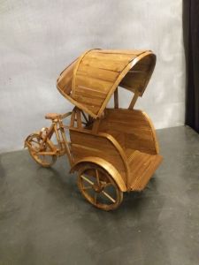 becak miniatur bahan bambu