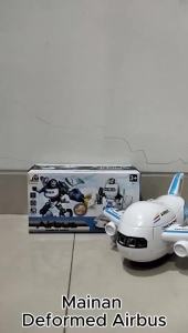Mainan Mobil Transform Robot Anak Deformation Pesawat Airbus Sound