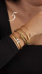 HB Jewelry ZOELIE Twisted Flexible Bangle Bracelet for Women Non Tarnish Hypoallergenic Non Fading Elegant Minimalist Everyday Wear Fashion Jewelry Stylish Bracelet