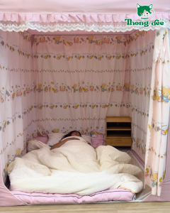 มุ้ง "รุ่นมีพื้นตาข่าย" มีผ้าม่าน ผ้าม่านรอบด้าน มุ้งกันยุง