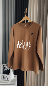 DEEM Perempuan Lengan Panjang Loose-Fitting tshirt Women Embroidered Logo Long Sleeves T-Shirt