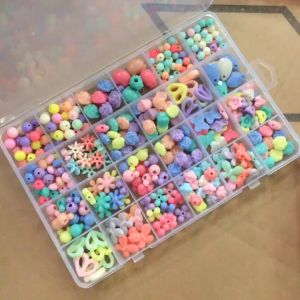 1 Set Anak-anak Gadis DIY Gelang Manik-manik 24 Kompartemen Seni Kerajinan Perhiasan Membuat Kotak
