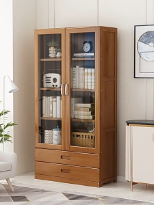 Bookshelf Storage Cabinet With 2Drawer Rak Buku Kaca 5/4Layers Display Shelf Bookshelf Cabinet Home Storage Cabinet Office Bookshelf File Cabinet 书柜