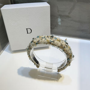 Super Flash Rhinestone Elegant Graceful Classic Style Tweed Face Slimming High Skull Top Sponge Thickness Hair-Hoop Headband Fancy