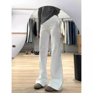 Quần Jeans Ống Loe Cho Mẹ Bầu Mùa Thu Đông Quần Dài Màu Trắng Quần Thường Ngày Cho Mẹ Bầu Quần Dài Cạp Cao Chống Đau Bụng