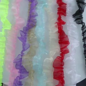 6yards/pack 2.5cm Pleated Organza Lace Trim Collar Ribbon for Sewing Craft Doll Clothes Wedding Dress Decor Fabric Accessories