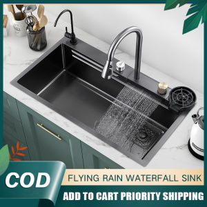 Guga Kitchen Sink 3.0MM Thickness SUS 304 Stainless Steel Sink with Waterfall Pullout Faucet High Quality Sink Home Sink