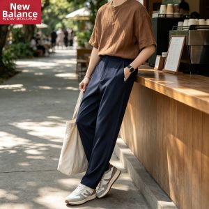 NEW BOLUNE | Retro Business Casual Cool Silk Drape Trousers Long Pants