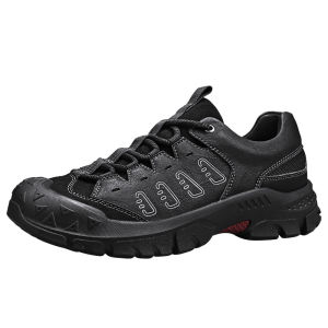 NUDANLAI | Black Leather Outdoor Shoes For Men