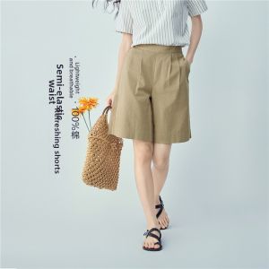 Giordano | Cotton Culottes Shorts for Women 5 Divided Skirt Partial Elastic Waist