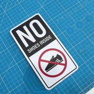 No Shoes Inside. Sticker Sign Signage Notice Label. Please Take Off Your Shoes. Do Not Wear Shoes. Dilarang Pakai Kasut