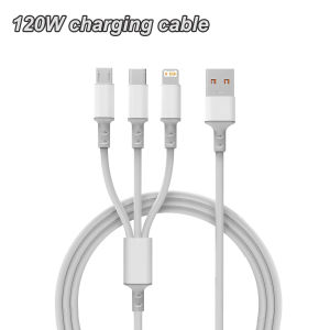 MAX 120W 3 in 1 USB Cable Phone Fast Charge Wire Charge For iPhone Micro Type-C Multi-port USB PD Data Cord for Xiaomi