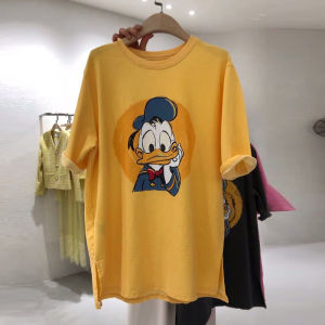 Casual Short Sleeve T-Shirt Womens New Style Dongdaemun Cartoon Print Versatile Half Sleeve Body T-Shirt Upper Apparel Womens T