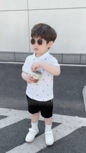 BE246 Bộ quần áo cotton bé trai BERNIE áo polo quần đùi năng động đi chơi đi học