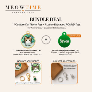 MeowTime Personalised - Custom Cartoon Cat Name Tag Keychain gift for cat lovers