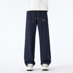 Quần Ống Đứng Bằng Lụa Băng Mùa Hè Cho Nam Cỡ Lớn Quần Ống Rộng Thoải Mái Quần Ống Đứng Phong Cách Đường Phố Quần Dài Thường Ngày