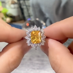 Shining Yellow Diamond Zircon Ring - Luxurious Full Pavé Bridal Gift Set Perfect Wedding & Anniversary Jewelry for Her