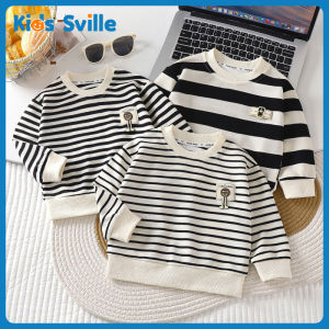 Kids Sville เสื้อกันหนาวเด็ก ชุดกันหนาวเด็ก เสื้อแขนยาวลายทางสำหรับเด็ก สไตล์ใหม่ ฤดูใบไม้ร่วง/ฤดูหนาว เสื้อสเวตเตอร์เด็กสไตล์เกาหลี เสื้อคอกลมอเนกประสงค์ เสื้อคลุมเด็กแฟชั่น เหมาะสำหรับเด็กชายและเด็กหญิง