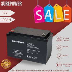 SUREPOWER Maintenance Free Sealed Lead Acid Battery (12V 100AH) UPS & EPS System Telecommunication Security Power Supply Power Utility