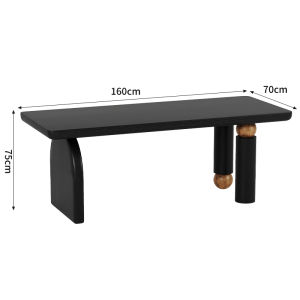 French Vintage Solid Wood Black Long Table Rectangular Living Room Book Desk Tea Table Integrated Home Furniture Dining Table
