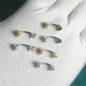 1PC 316L Stainless Steel Curved Barbell Rook Earrings Marquise Zircon Navel Ring Flower Ear Cartilage Tragus Helix Piercings 16G