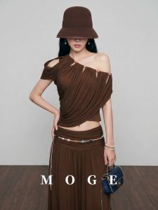 Retro Beaded Halter Top & Skirt Set For Women