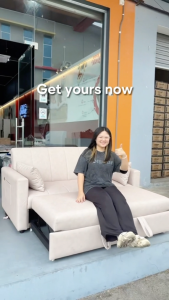 [Easy Clean] INNDESIGN CLASIC Sofa Adjustable Pull Out Sofa Bed/Easy Clean & Anti Scratch Velvet Fabric