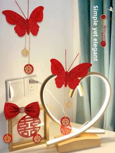 Wedding Decorations Red Butterfly Switch Stickers Bedroom Decor Faux Calligraphy Couples Gift Festive Embellishments