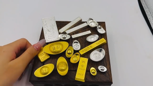 (SIZE 2.5CM) Combo 5/10 thỏi bạc kim loại nguyên khối phong thủy tài lộc bàn thờ Thần Tài két sắt