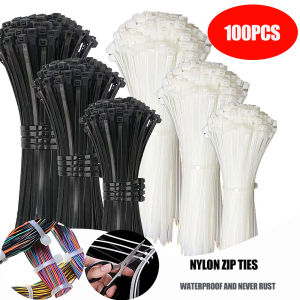 สายรัดเข็มขัดรัดสายไฟสายไนลอนล็อคในตัว100ชิ้น
