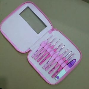 9Pcs/Set Crochet Hook Set Kait Rajutan 2.5-6cm Ergonomis Pegangan Lembut Aluminium Set Kait Dengan 8 Ukuran untuk DIY Kerajinan Merajut Perlengkapan Renda