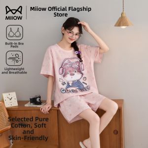 MiiOW | Padded Cotton Antimicrobial Cartoon Pajama Set