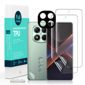 Ibywind For Xiaomi Poco X7 5G Screen Protector(Pack of 2)with 1pc Metal Lens Protector1pc Carbon Fiber Back FIlmEasy Install Kit