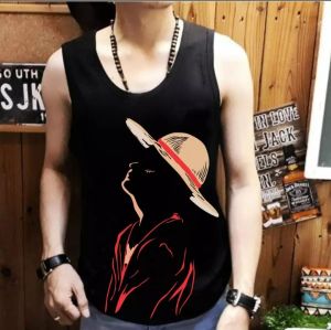 Singlet Luffy Topi - Kaos Dalam Tanpa Lengan Pria - Bahan Adem dan Nyaman - Motif Beragam - ShopAoi