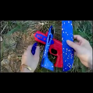 Máy Bay Xốp 48cm Cỡ Lớn có đèn Đồ Chơi Ném Tay Máy Bay Có Đèn kèm súng bắn - HANA KIDTOYS