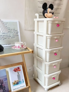 Trove Rak Trolley Plastik-Rak Dorong Serbaguna Dengan Laci Roda Penyimpanan Kamar Anak Dapur Mudah Dipindah