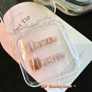 Peach Handmade Nail Wearable False Nails Foot Toe Nail Beauty Treatment Show Foot Whitening Luxury Minimalist Design