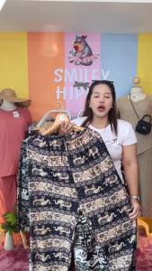 กางเกงลายช้าง ขายาว ทรงขากระบอกกลาง ไซส์ใหญ่ ผ้าหนังไก่ ใส่ได้ทั้งชายและหญิง กางเกงไม่มีกระเป๋า 981#