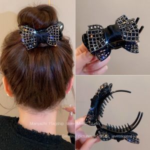 Rhinestone Bows Bun Grip Fancy Ponytail Hairpin Female Back Head 2024 New Arrival Head Clip Hair Accessories
