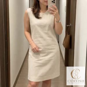 WOMENS COTTON LINEN SLEEVELESS DRESS CASUAL MIDI DRESS LOOSE FIT SUMMER DRESS PLUS SIZE S-M L-XL 2XL-3XL