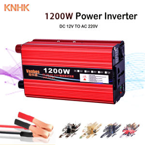 KNHK Smart Power Inverter 1200W Transfor DC12V TO AC 220V Converter with Display and Universal Socket for Car/ Home Outdoor use Emergency Equipment Power Supply
