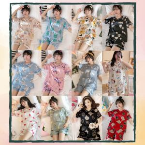 Women 2 Piece Silk Nightwear 🍭 Night Dress Nighties Sleepwear Pyjamas Pajamas Baju Tidur Perempuan 🍭 Ready Stock 🍭