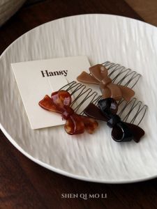 แปรงผมรูปผีเสื้อสไตล์เกาหลี 2 ชิ้น แปรงผมสไตล์ฝรั่งเศส คลิปผมสีช็อคโกแลต สำหรับผู้หญิง ทรงผมสไตล์ย้อนยุค สไตล์ฝรั่งเศส