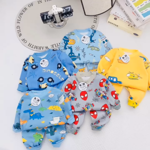 [M6] Đồ Bộ Nỉ Lót Bông Dày Ấm Cho Bé Trai Quần Áo Thu Đông Trẻ Em In Hoạ Tiết Dễ Thương Mềm Mịn Cho Bé Từ 6-16Kg