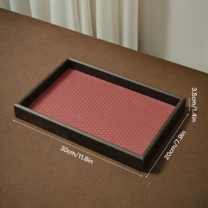 Atmospheric Wooden Leather Tray Jewelry Display Home Storage Box Rectangular Shape Japanese Style Versatile Storage Organizer