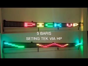 Modul Lampu Strobo Tekst 5 Baris: Animasi & Pengaturan Lewat HP