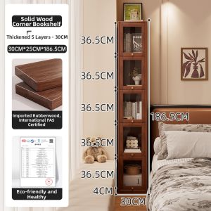 ZHUSHANXIA | Solid Wood Narrow Door Standing Cabinet with Retro Style