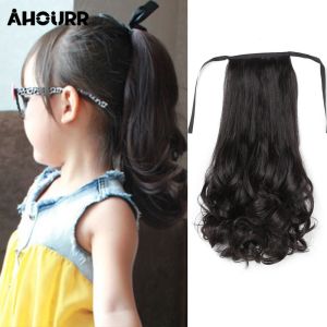 วิกผมหางม้าเด็กหัวต่อผมหางม้าสั้นวัสดุสังเคราะห์พร้อมคลิป 38ซม.วิกผมหาสำหรับสุภาพสตรีสาวสะ