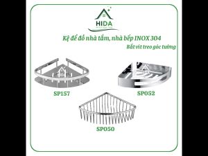 Kệ góc nhà tắm treo tường Inox 304 PHÁT ĐẠT kệ gia vị nhà bếp giá để xà bông phòng tắm (SP050.052.157)